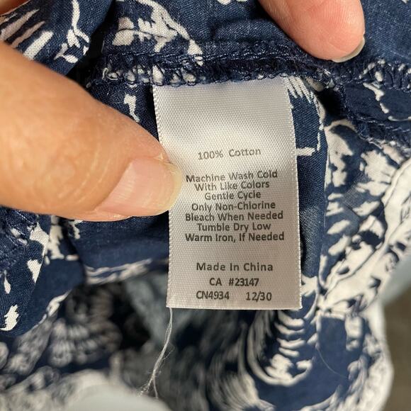 Talbots Blue White Seashell Tunic Beach Coverup Womens Size S Coastal Cotton - Picture 5 of 9